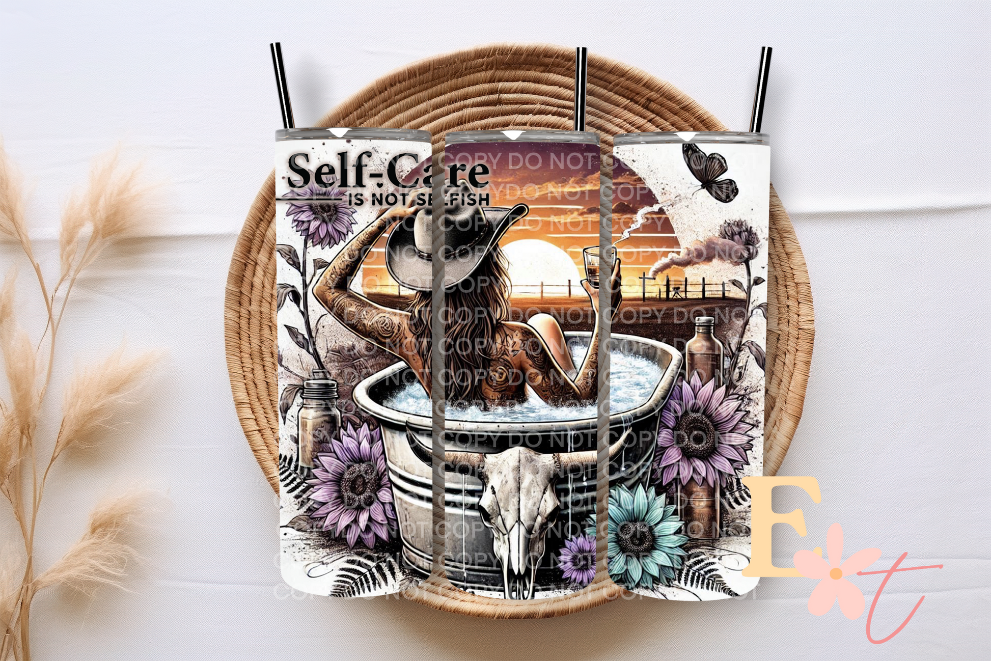 Wild Flowers 20oz Tumbler Sublimation Wrap UV DTF wrap for 16oz Libbey glass