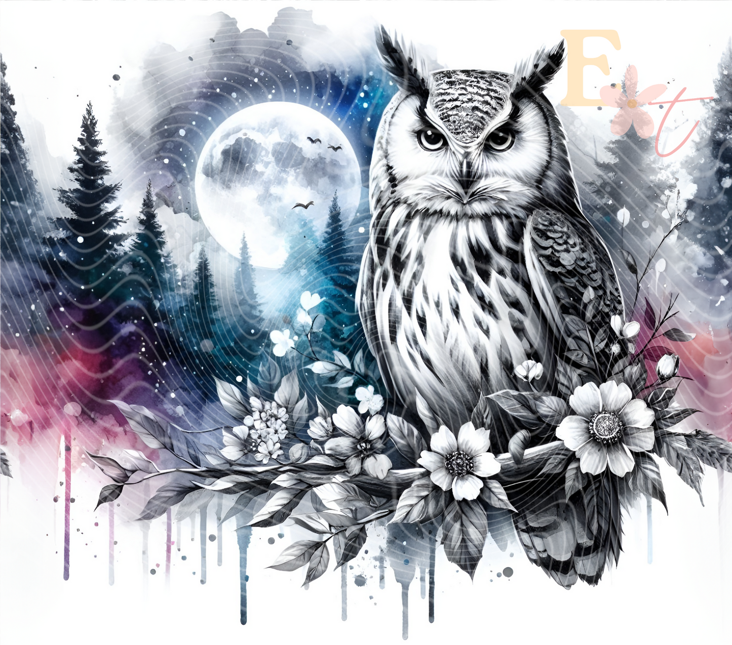 Midnight Owl 20oz Tumbler Sublimation Wrap