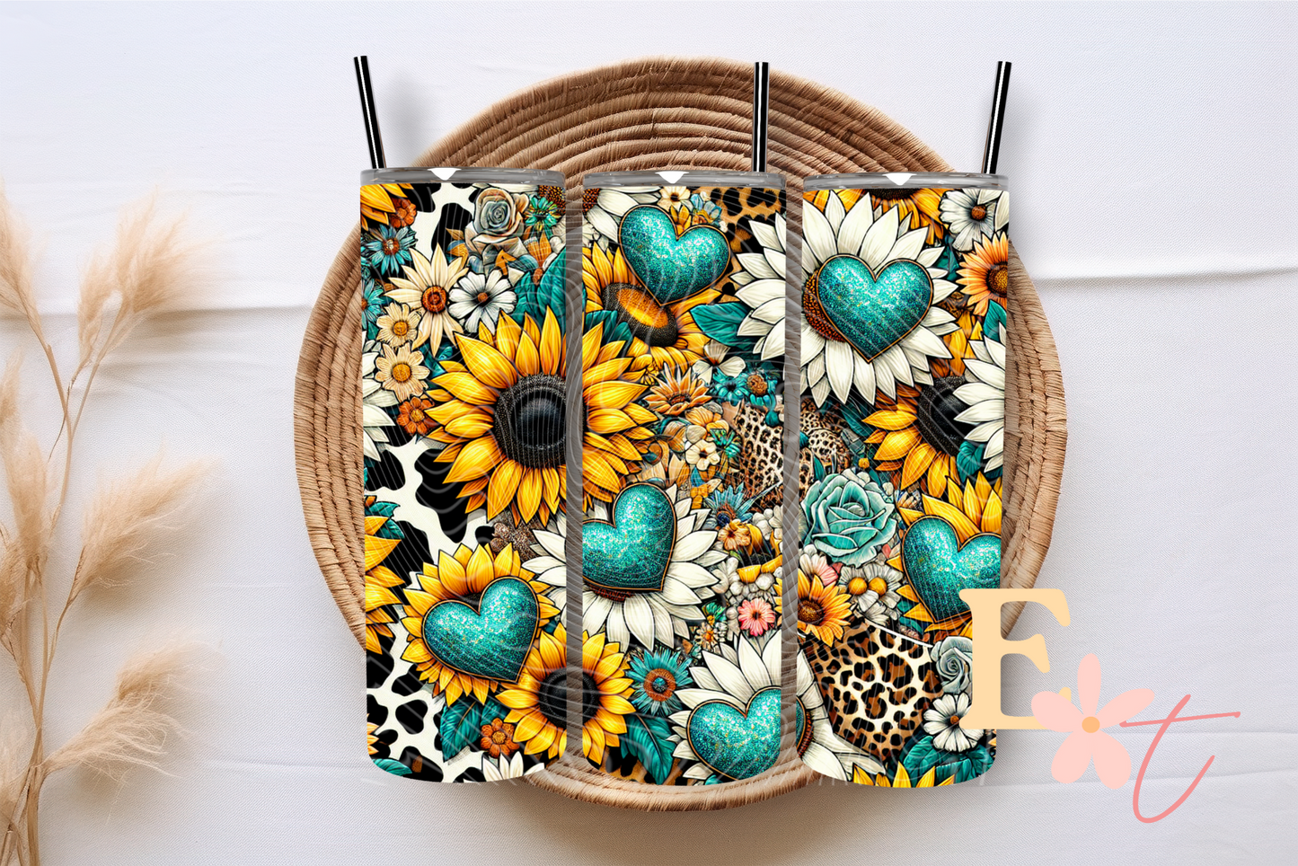 Western Sunflower 20oz Tumbler Sublimation Wrap
