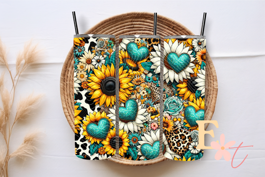 Western Sunflower 20oz Tumbler Sublimation Wrap