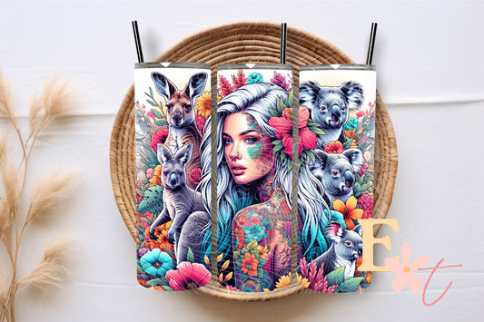 Australian Girl 20oz Tumbler Sublimation Wrap