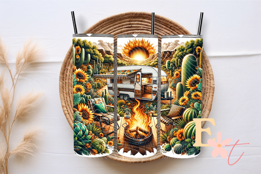 Camping 20oz Tumbler Sublimation Wrap