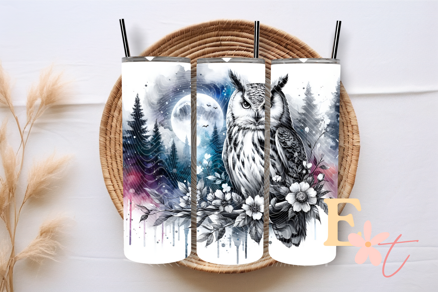 Midnight Owl 20oz Tumbler Sublimation Wrap