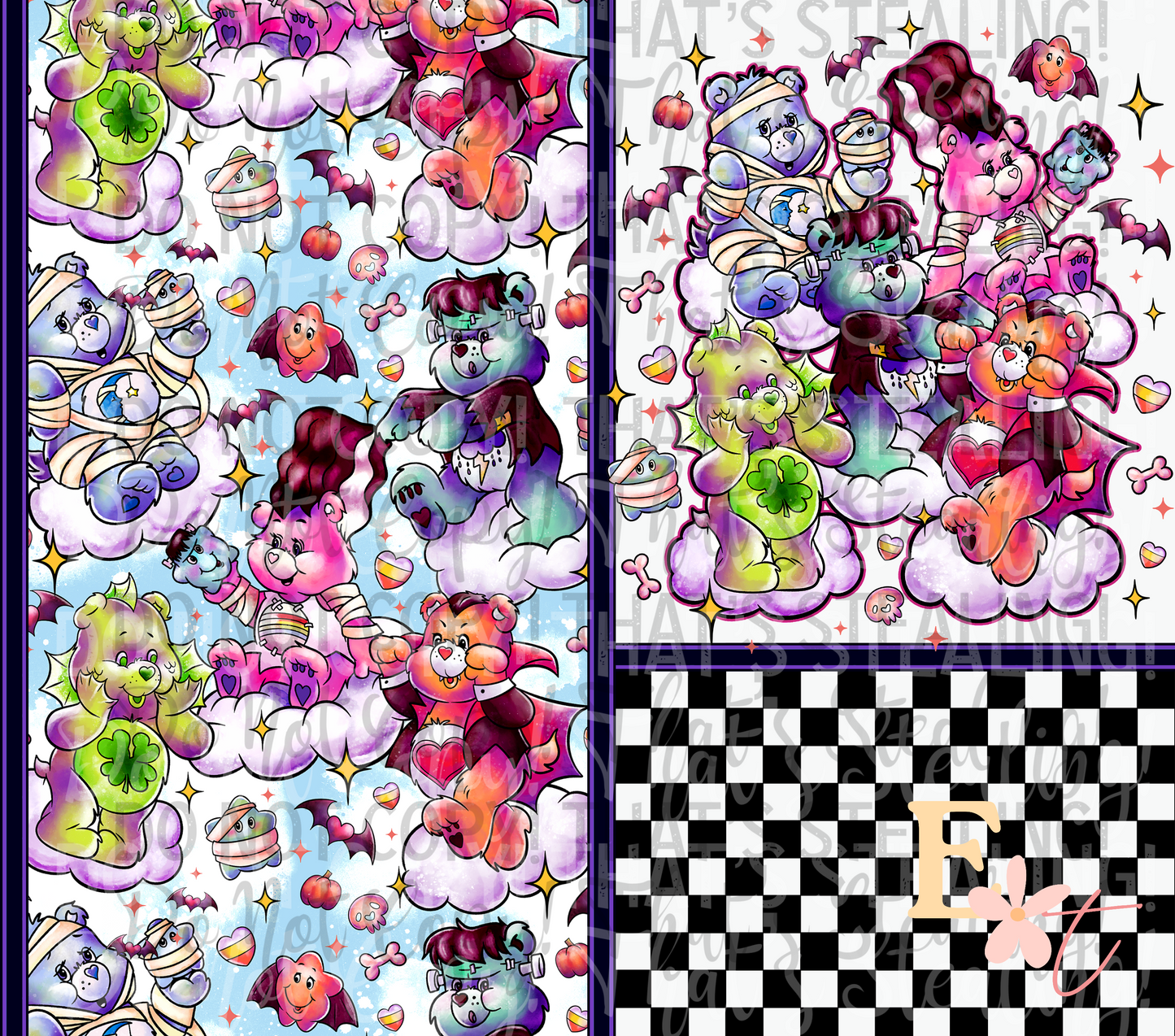 Spooky Bears 20oz Tumbler Sublimation Wrap
