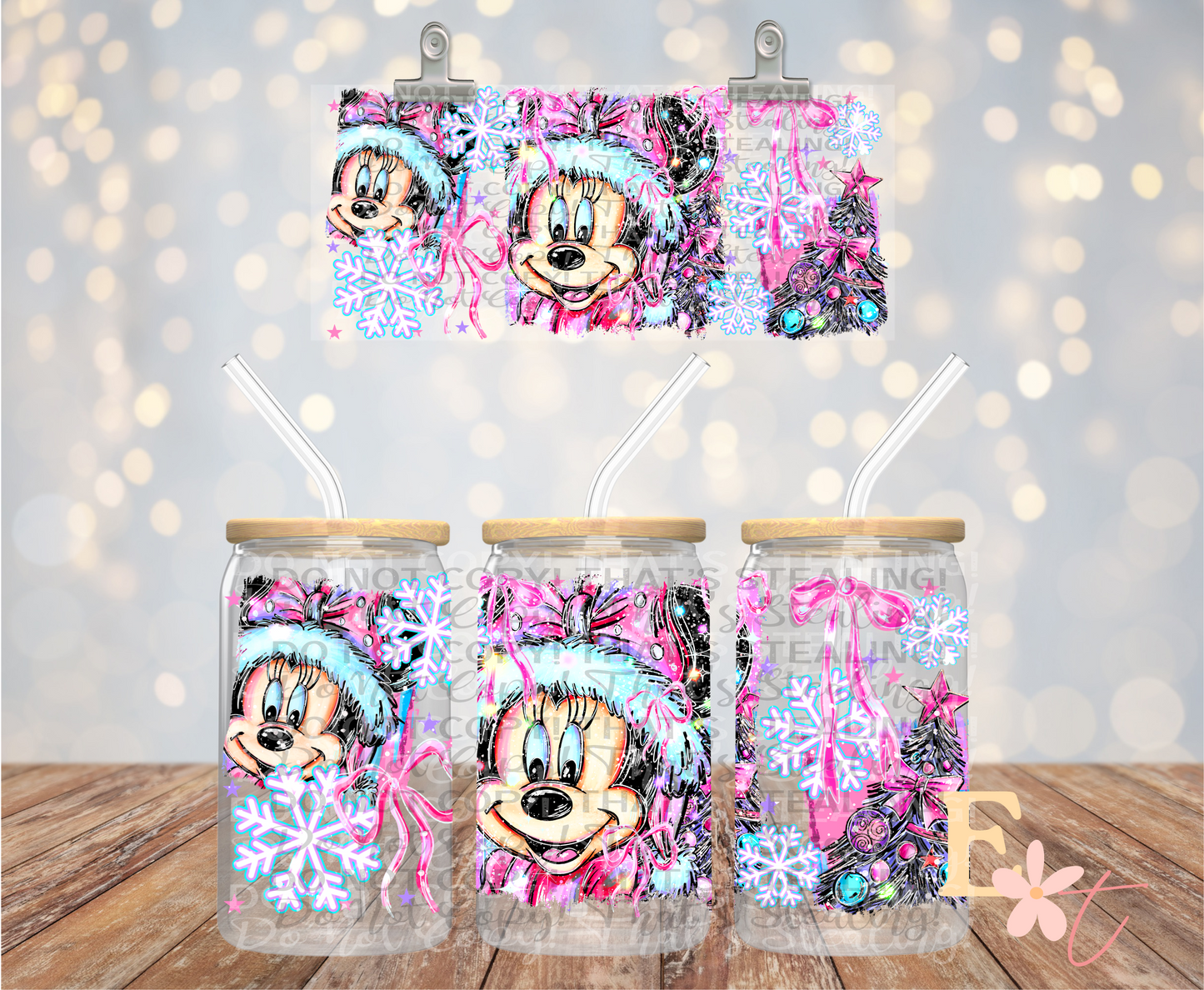 Minnie Christmas 16oz UV DTF Wrap