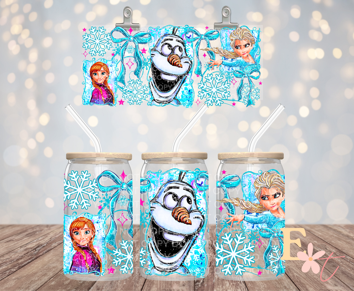Ice Princess and Snowman 16oz UV DTF Wrap