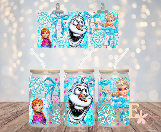Ice Princess and Snowman 16oz UV DTF Wrap