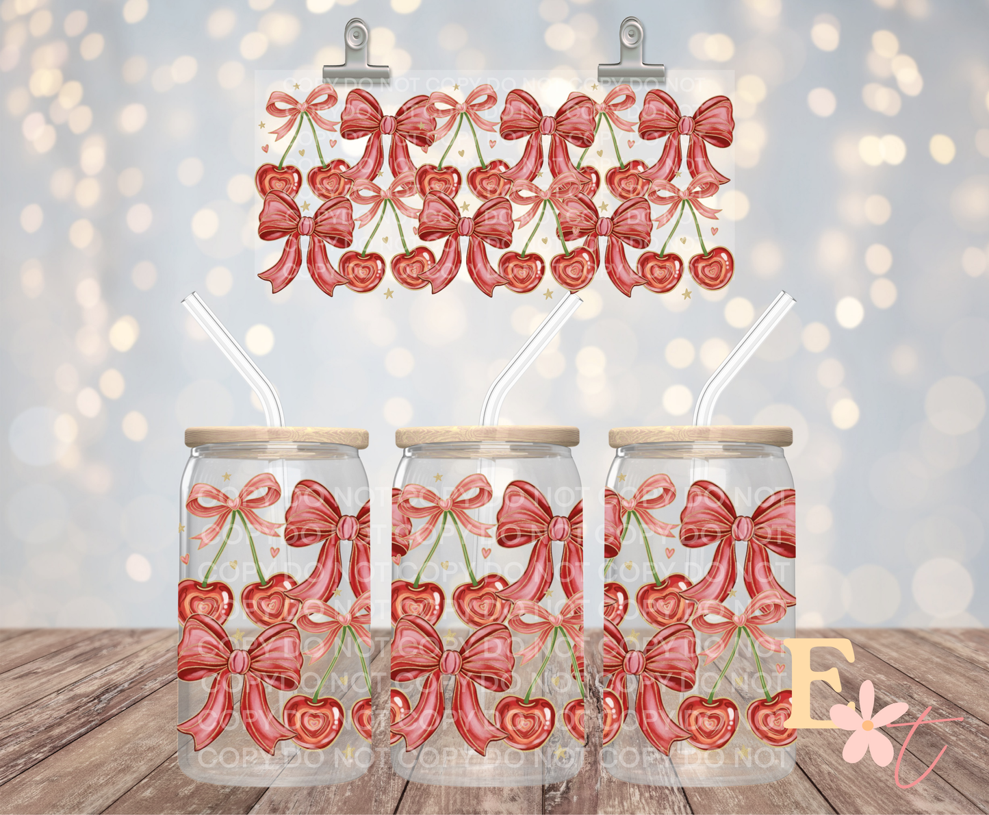 Cherry Bows 16oz UV DTF Wrap