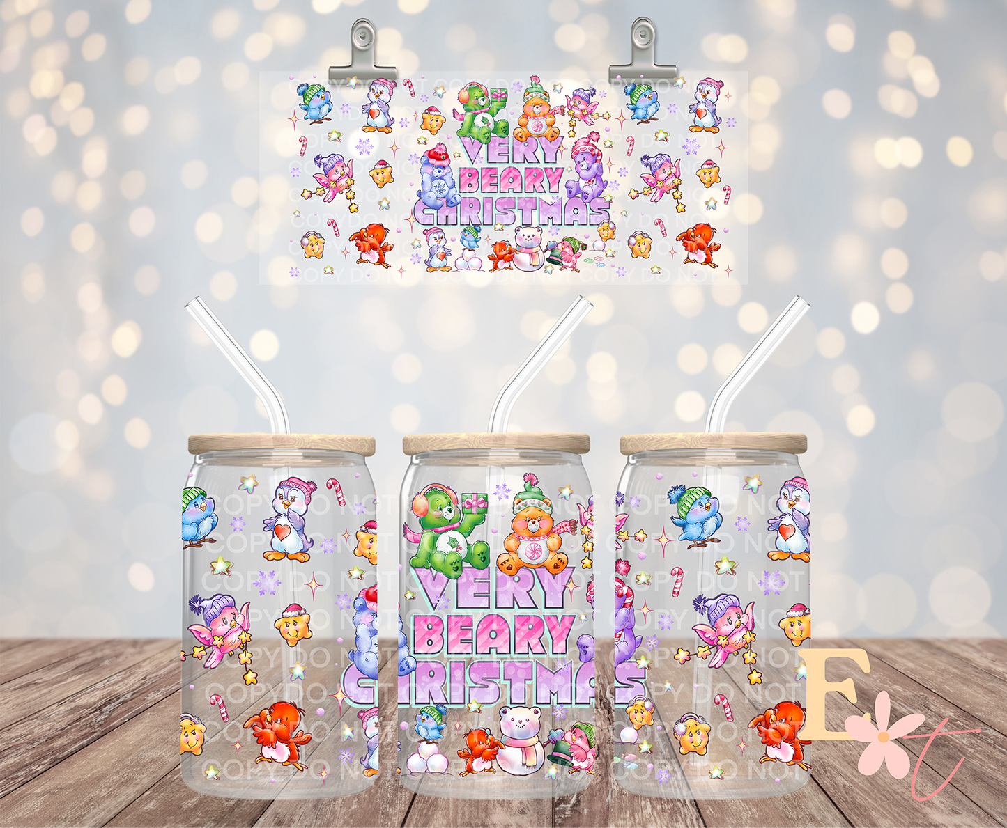 Beary Christmas 16oz UV DTF