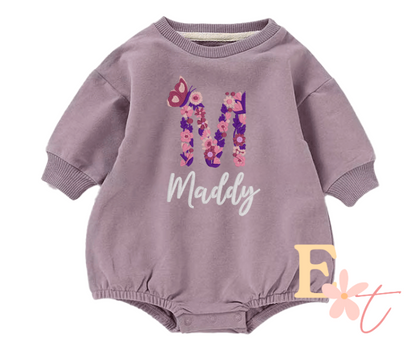 Personalised Floral Baby Romper