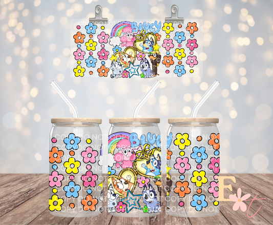 Floral Pups 16oz UV DTF Wrap