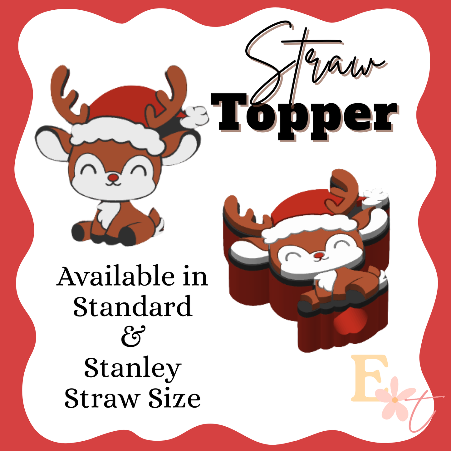 Reindeer 3D Straw Topper