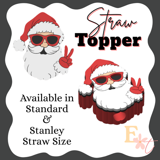 Peace Santa 3D Straw Topper