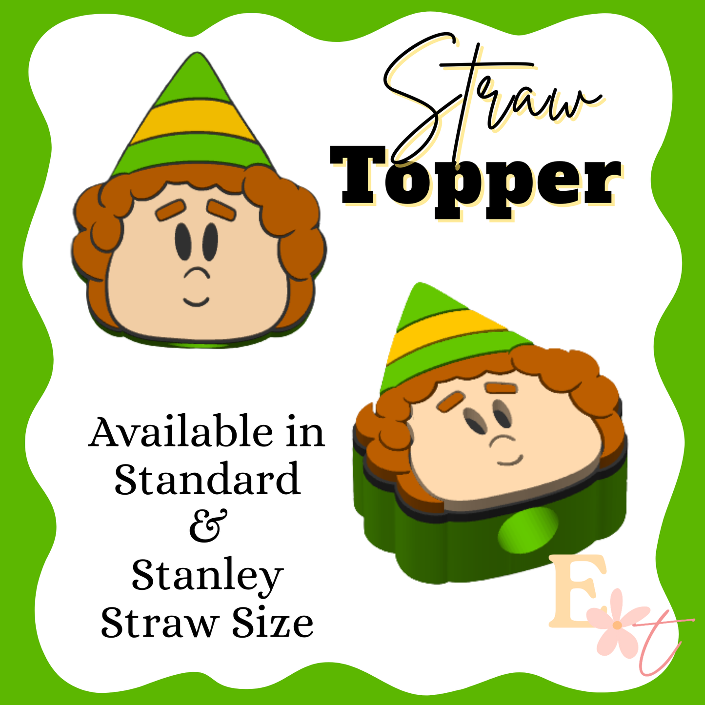 Buddy Elf 3D Straw Topper