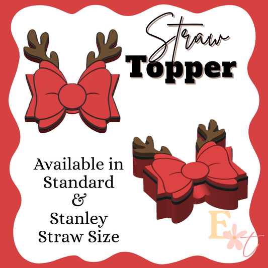 Reindeer Bow 3D Straw Topper
