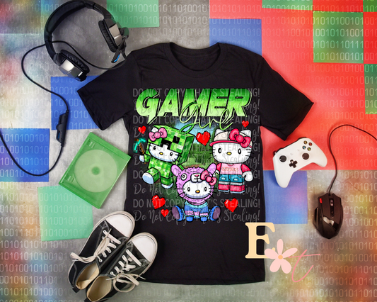 Gamer Girl Ready to Press DTF Transfer