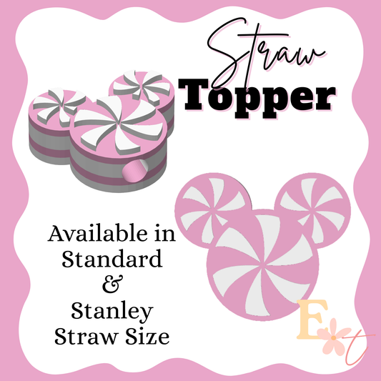Pink Candy Mouse 3D Straw Topper