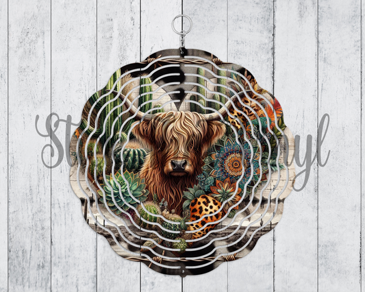 Western Cow Design 1 Wind Spinner Sublimation Transfer